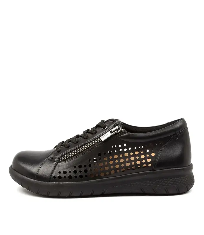 ZIERA ZIERA SHOVO PERF SNEAKER BLACK LEATHER