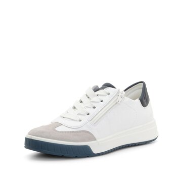 ARA SHOES ARA SHOES RHODES SNEAKER LACE UP SIDE ZIP WHITE LEATHER