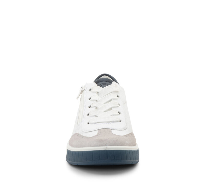 ARA SHOES ARA SHOES RHODES SNEAKER LACE UP SIDE ZIP WHITE LEATHER