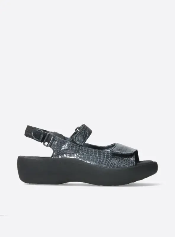 WOLKY WOLKY JEWEL SANDAL ANTHRACITE CROCO PATENT LEATHER