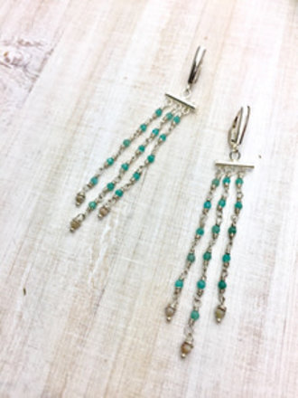 Sterling Silver Amazonite and Silverite Earrings