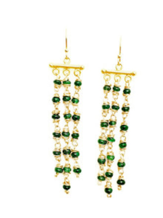 Artisan14K Yellow Gold-Filled Natural Emerald Earrings