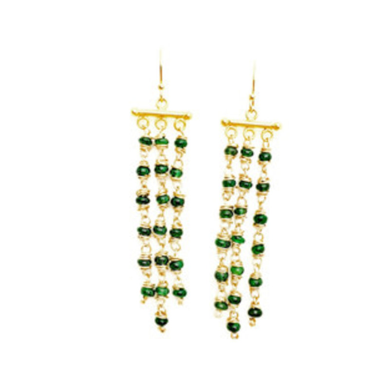 Artisan14K Yellow Gold-Filled Natural Emerald Earrings