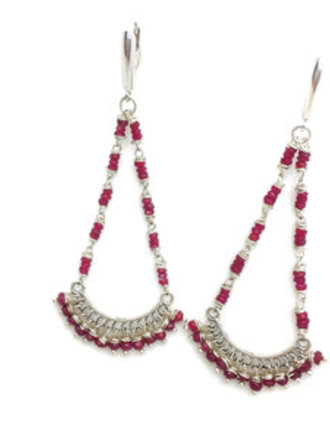 Sterling Silver Burmese Ruby Earrings Handcrafted