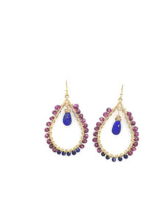 14K Gold Filled Rhodolite Garnet and Lapis Lazuli Earrings