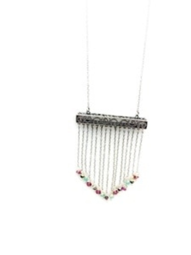 Sterling Silver Filigree Rhodolite Amazonite Spinel Necklaces