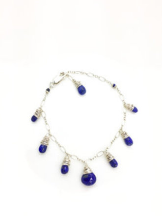 Argentium 930 Silver Handcrafted Wire Wrapped Lapis Lazuli Brio Bracelet