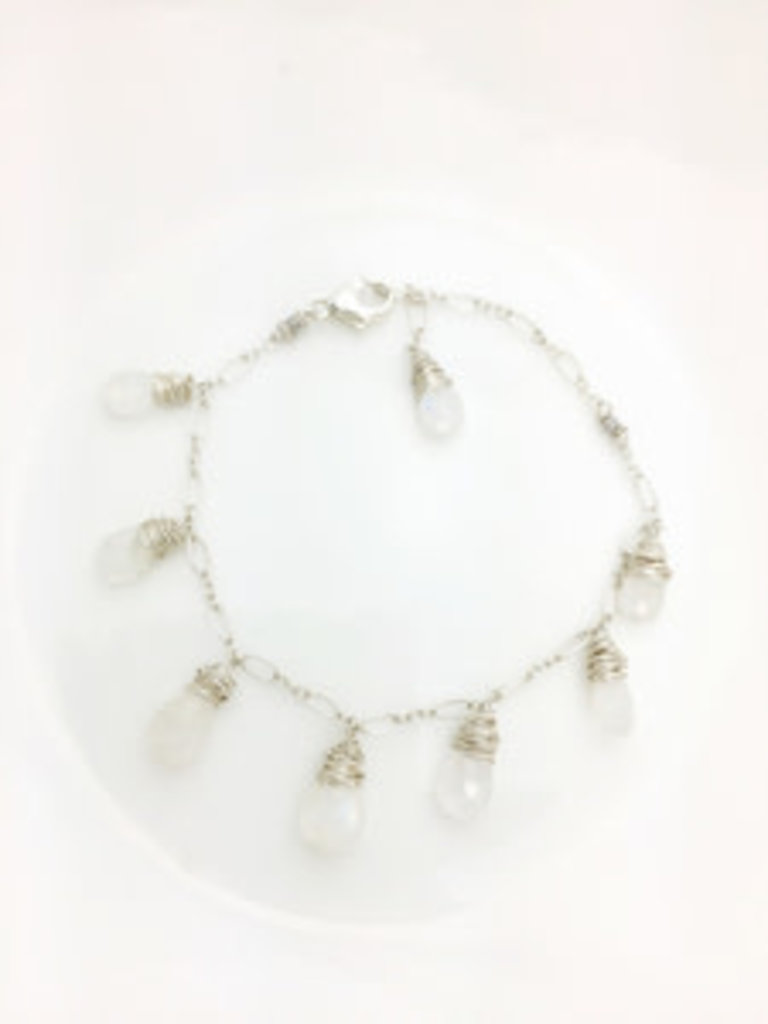 Artisan Argentium® 930 Sterling Silver Moonstone Bracelet