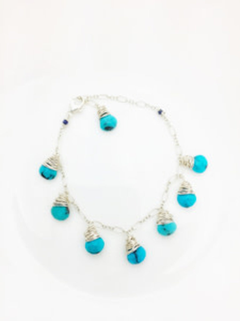 Artisan Argentium® 930 Sterling Silver Sleeping Beauty Turquoise Bracelet