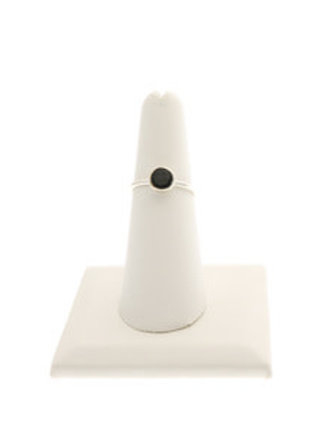 Sterling bezel-set 6mm Round Onyx Stackable Ring - size 6