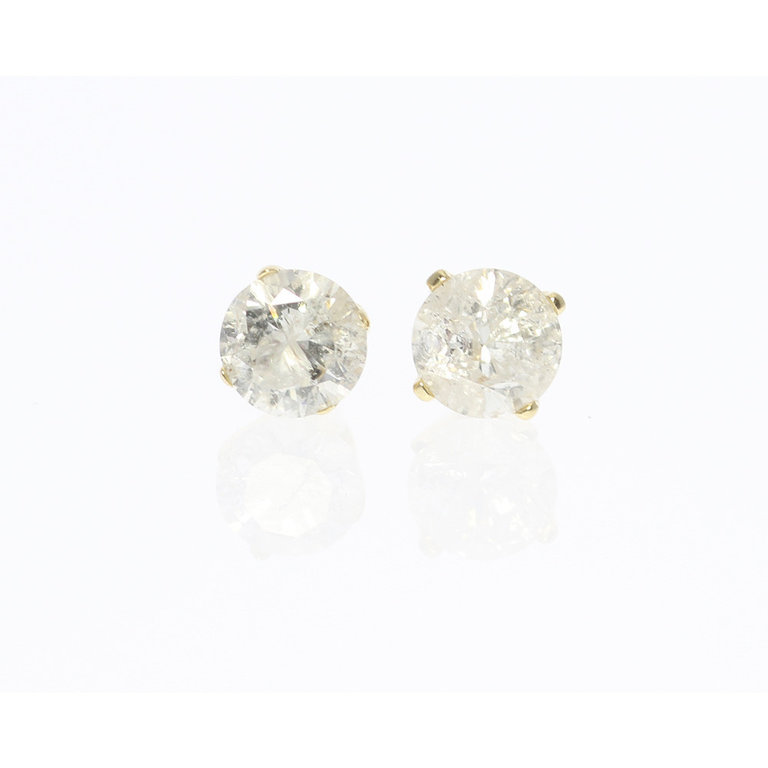 14KY 4-prong 0.54ctw Diamond Stud Earrings - I2 clarity I-J color