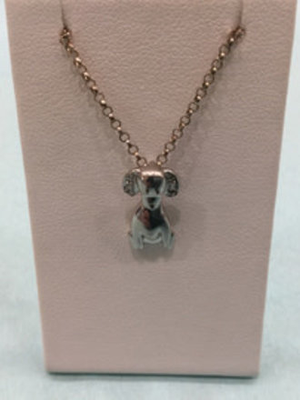 Sterling Silver Daisy the Dog Waggles Necklace 17x9mm with 16" Chain