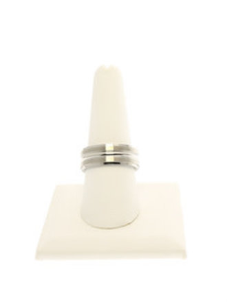 Stainless Steel satin & polished grooved beveled band - Size 8