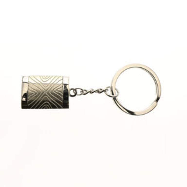 Wood patterned Stainless Steel Key Ring - By Design Gems