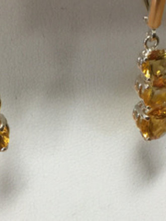 Sterling Silver 3-stone Citrine drop dangle custom earrings
