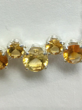Sterling Silver 5-stone Citrine Necklace