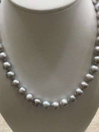 Sterling Silver Gray Cultured Pearl Necklace 16 Inch Strand