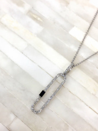 14KW Necklace with 0.07ct baguette Sapphire and 0.17ctw diamonds H SI2-I1 and 16-inch Chain