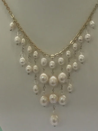 Sterling Silver Cultured White Freshwater Pearl 16-inch Cascading Necklace