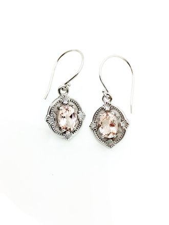 14KW Victorian Fishook Earrings with 2.26ctw Morganite