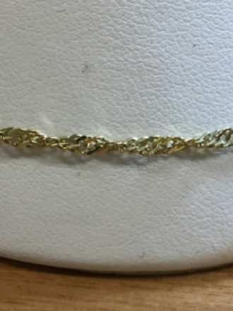 14KY Singapore Bracelet 7 in 1.8 mm 1.16 gram