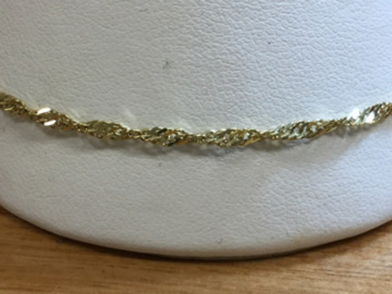 14KY Singapore Bracelet 7 in 1.8 mm 1.16 gram