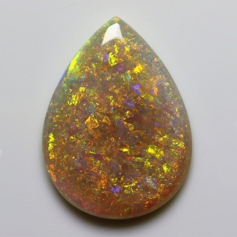 3.44ct freeshape Green/Orange Mintabie White Opal Cabochon