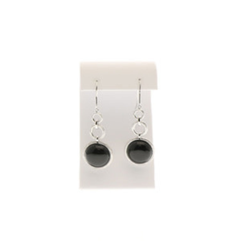 Sterling Silver Genuine Onyx French Wire Earrings Round 17x17mm Drop Dangle Stuller