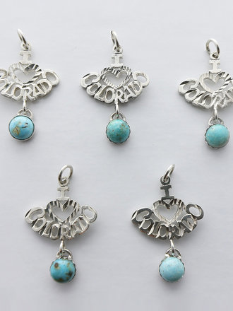 Sterling "I Love Colorado" Pendant Colorado Burtis Blue Turquoise