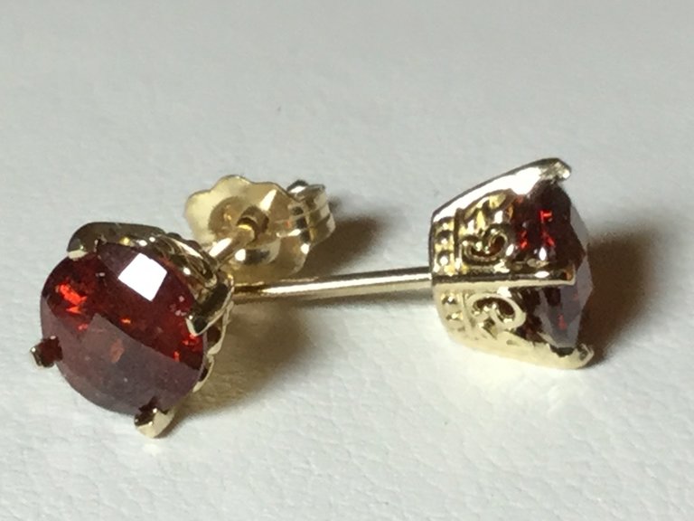 14K Yellow 2.45 CTW 6mm Round Spessartine Garnet Butterfly Earrings