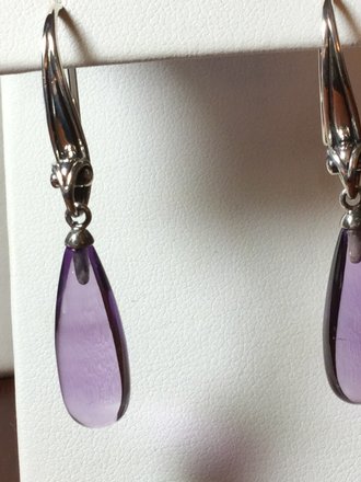 Sterling Silver Amethyst Briolette Earrings