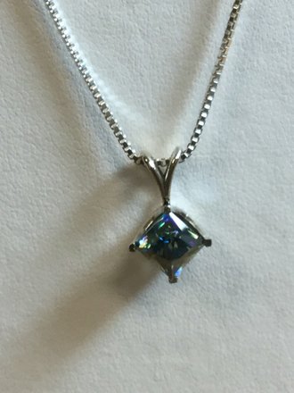 Continuum Silver 6mm Princess Blue Rutile Necklace