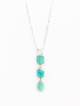 Argentium Silver Rectangle Peruvian Opal Necklaces