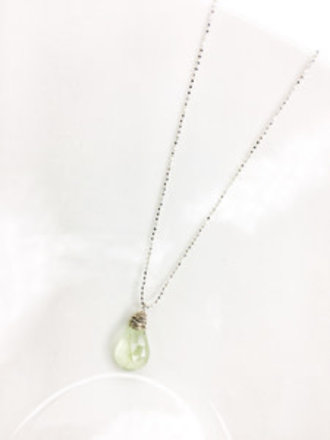 Argentium Silver Prehnite Pear Necklaces