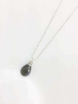 Argentium Silver Laborite Pear Necklaces
