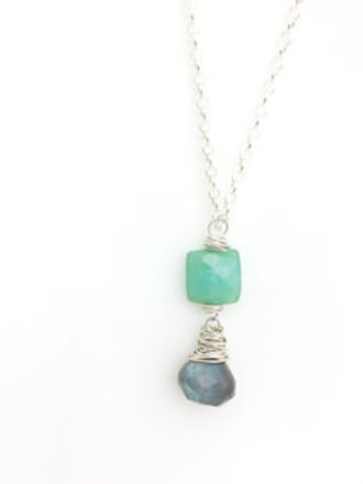 Argentium Silver Laborite and Peruvian Opal Necklaces