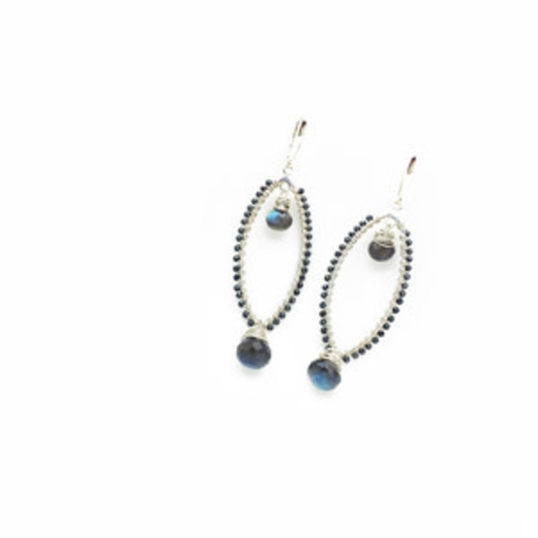 Argentium Silver & 14KW Spinel and Labradorite Earrings