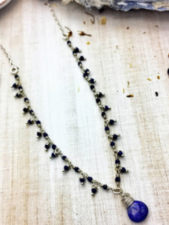 Argentium 930 Silver Handcrafted Wire Wrapped Lapis Lazuli Necklace