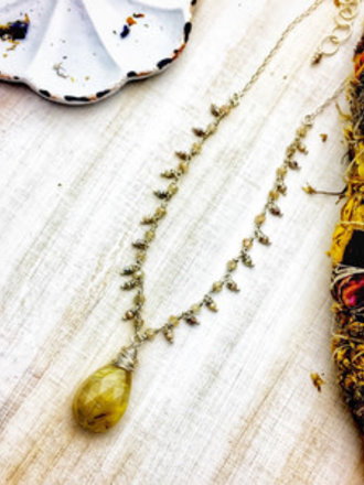 Argentium Silver Rutile Quartz and Zircon Silverite Necklace