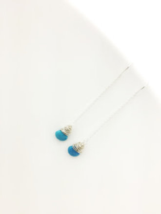Sterling Silver Sleeping Beauty Turquoise threader Earrings