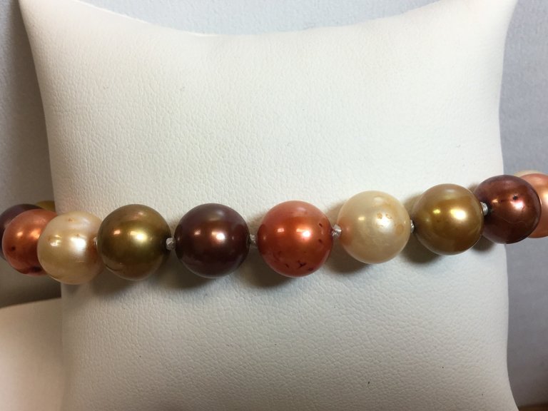 Freshwater Cultured Chocolate Pearl Bracelet Size 7.75inch Dyed Sterling Silver 10-11mm