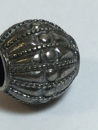 Sterling Silver Round Vintage-Inspired Kera Bead approx. 11 x 10 x 10mm 5 grams