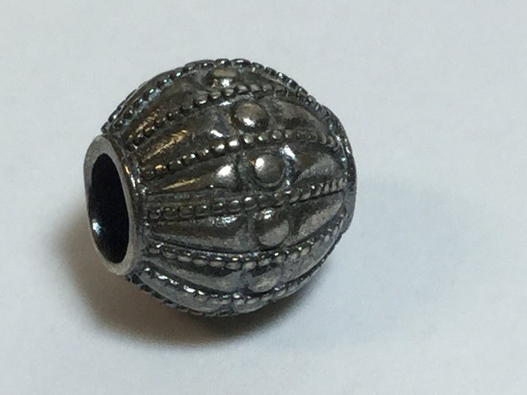 Sterling Silver Round Vintage Kera Bead 11.25 x 10.45mm