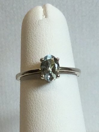 Sterling Silver 7 x 5 Oval Blue Topaz Ring Size 5