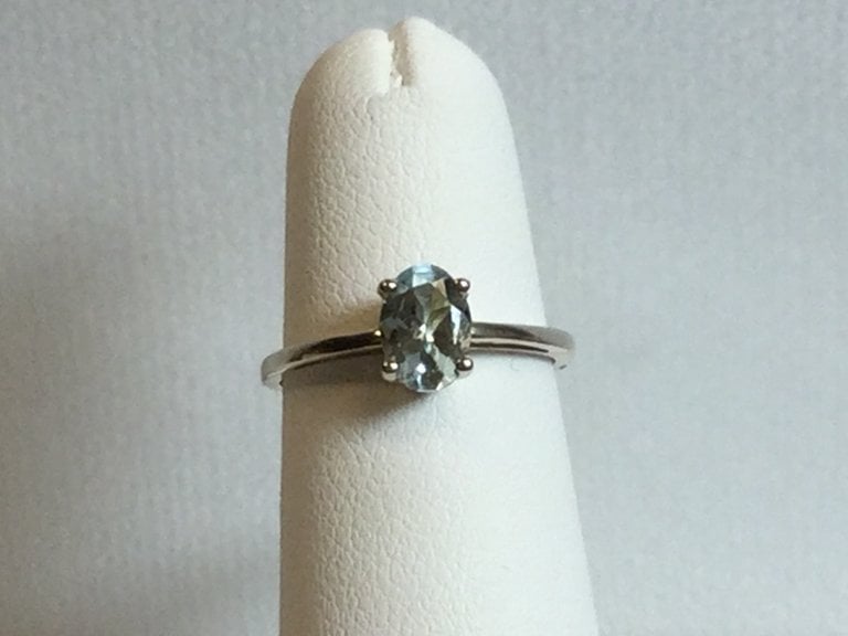 Sterling Silver 7 x 5 Oval Blue Topaz Ring Size 5