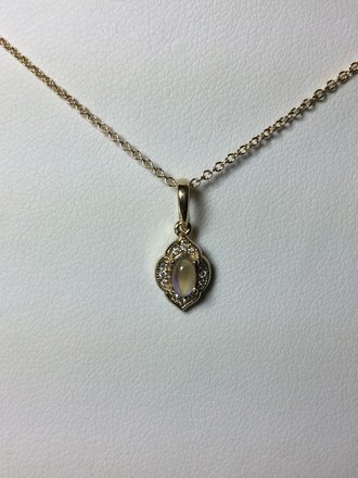 14K Yellow Rainbow Moonstone & .03 CTW Diamond Necklace