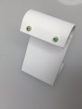 14KY 0.23ctw Emerald and 0.04ctw Diamond Earrings with 14KY Silicone Backs