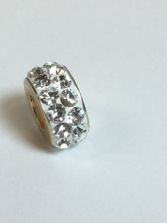 Sterling Silver Pave Crystal Kera Bead 10mm