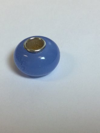 Sterling Silver Light Blue Glass Kera Bead 9 x 14mm