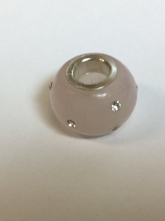 Sterling Silver Glass Rose with Crystal Accents Kera Bead 12 x 8mm